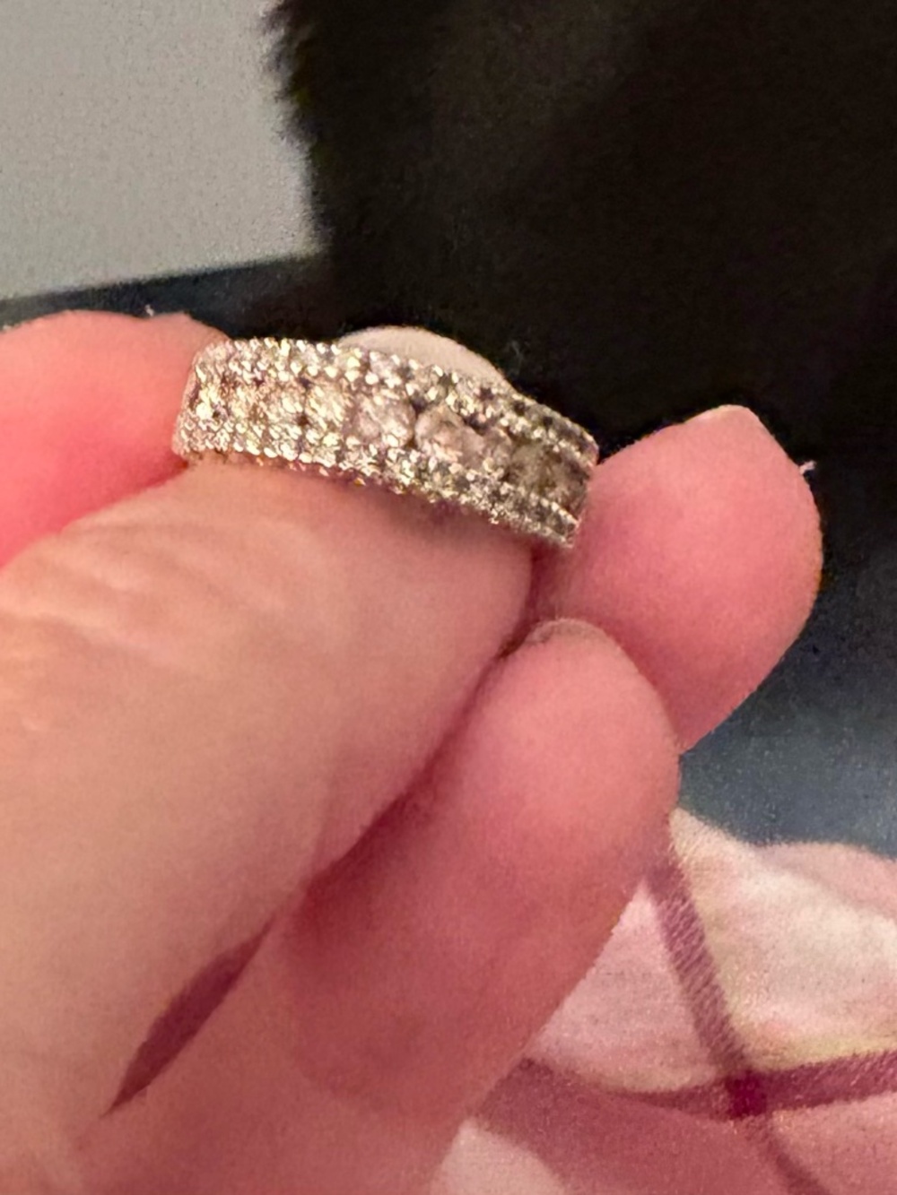 White and Champagne Diamonds in White Gold Size 6.5 - Picture 5 of 7